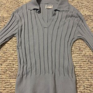 Frank & Oak Light Blue Ribbed Sweater Cardigan